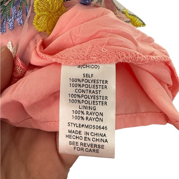 NWT GeeGee Floral Embroidered Mesh Mini Dress - Picture 6 of 6